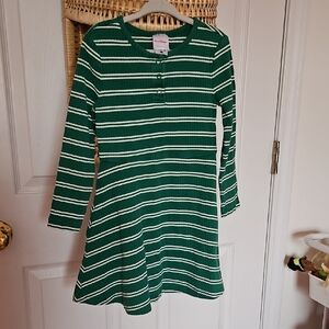 Hanna Andersson Green and White Striped Dress